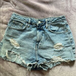 Forever 21 Distressed Light Blue Jean Shorts
